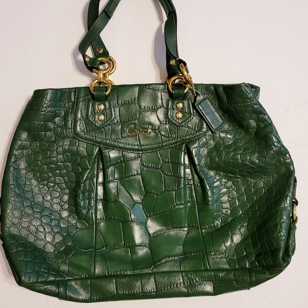 Coach | Womens Green Leather Alligator print Purse